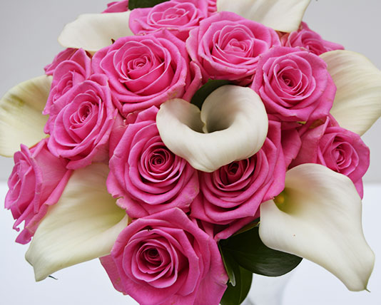 Wedding Bouquet Pink Roses & White Lilies
