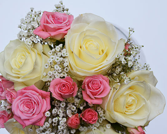 Wedding Bouquet White & Pink Roses