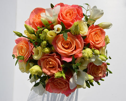 Wedding Bouquet Orange Roses & White Lilies