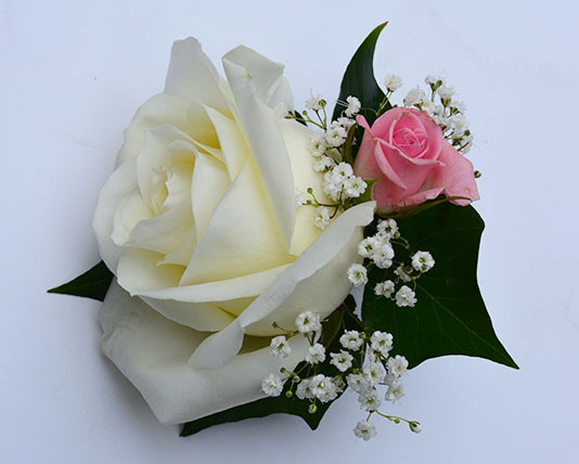 Wedding Buttonholes White & Pink Roses