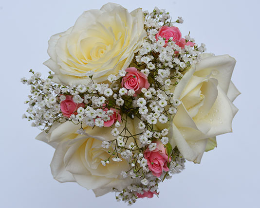 Wedding Bouquet White & Pink Roses