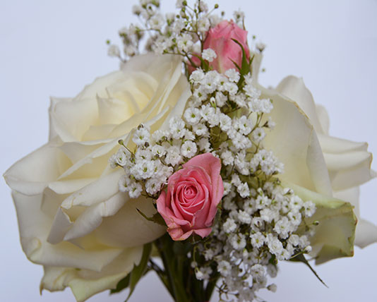 Wedding Bouquet White & Pink Roses