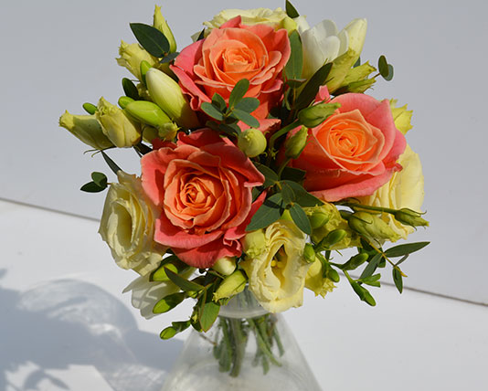 Wedding Bouquet Orange Roses & White Lilies