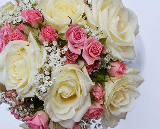 Wedding Bouquet White & Pink Roses