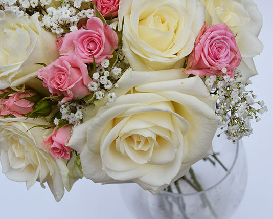 Wedding Bouquet White & Pink Roses