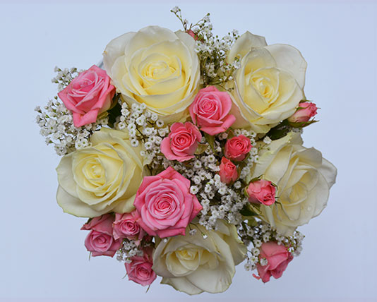 Wedding Bouquet White & Pink Roses