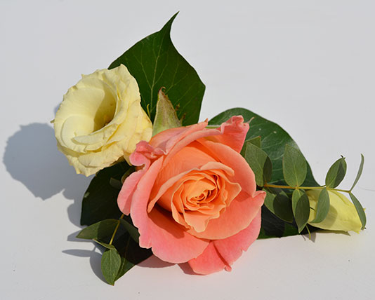 Wedding Buttonholes Orange & White Roses