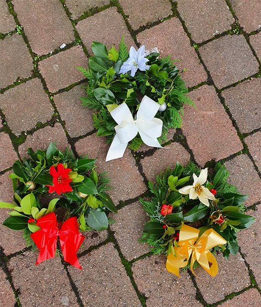 Christmas Flowers - Small Holly Wreaths