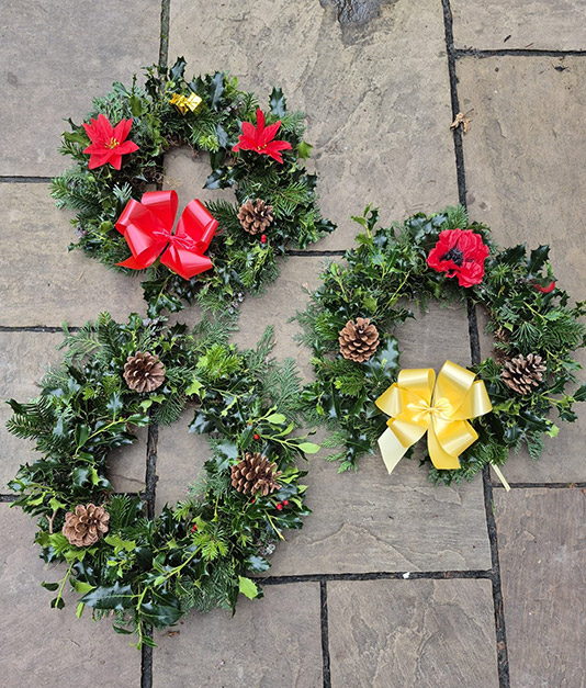 Christmas Flowers - Holly Wreaths